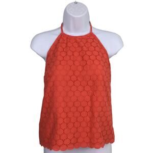 J. Crew Lace Overlay Y2K Style Halter Cropped Backless Orange Top Women’s S